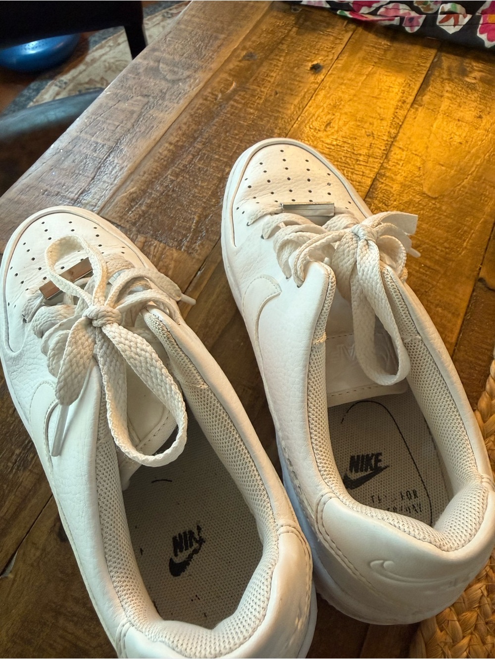 Nike Kids White Low-Top Sneakers with Thick Laces